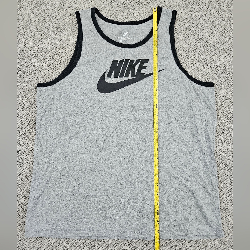 Nike Sleeveless Mens Logo Cotton Tank Top Light Heathered Grey Size Large